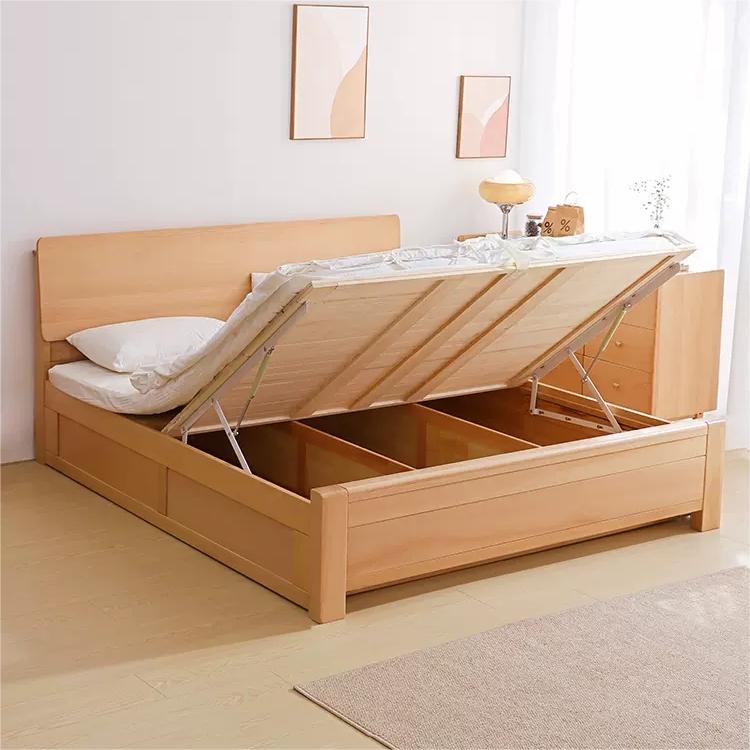 Modern Wooden Bed with Storage in Multi-Size - Stylish and Durable Design for Bedroom fslmz-1091