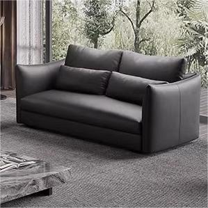 Luxurious Black Faux Leather Sofa with Pine Wood Frame, Latex Down Filling, and Cotton Upholstery hxl-1264