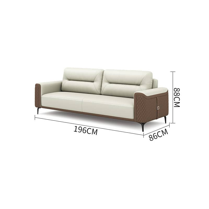 Stylish Dark Brown Faux Leather Sofa with Pine Wood Frame – Modern, Comfortable Seating in Orange, White, Gray & Black fsj-1028