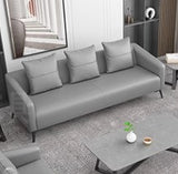 Modern Dark Gray & Light Orange Sofa with Pine Wood Faux Leather Accents fsj-1031