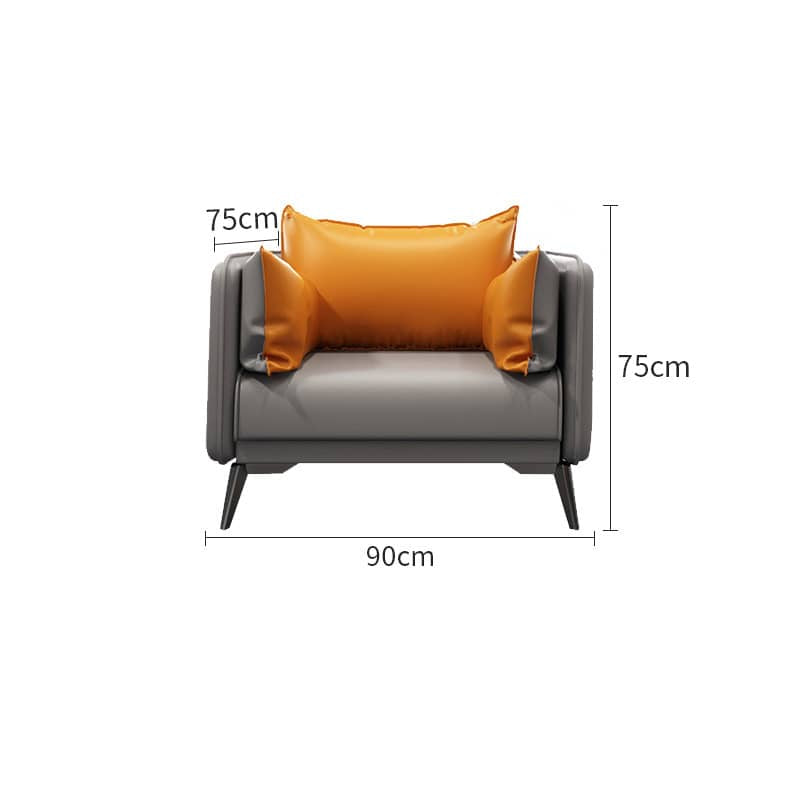 Elegant Orange and Gray Sofa - Black Solid Wood Frame with Durable Faux Leather Finish fsj-1032