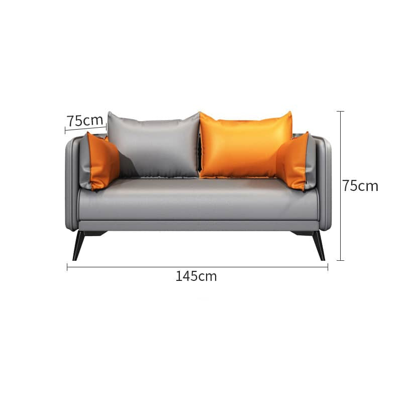 Elegant Orange and Gray Sofa - Black Solid Wood Frame with Durable Faux Leather Finish fsj-1032