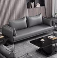 Elegant Orange and Gray Sofa - Black Solid Wood Frame with Durable Faux Leather Finish fsj-1032