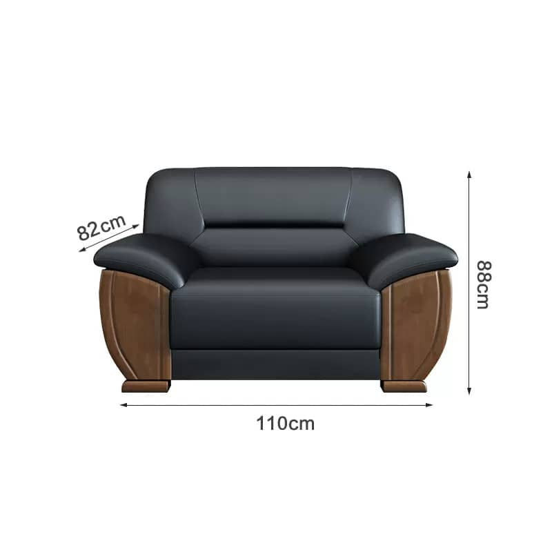 Elegant Black and Light Brown Solid Wood Faux Leather Sofa for Luxurious Living Rooms fsj-1036