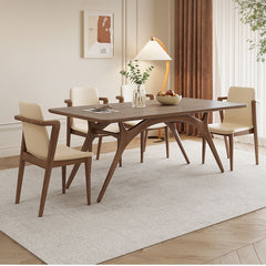 Minimalistic Rectangular Wooden Dining Table with Sintered Stone Top for 6 People fmbs-013