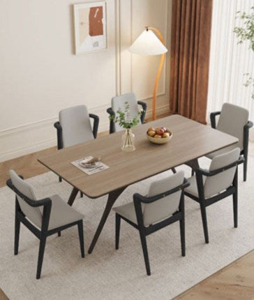 Minimalistic Rectangular Wooden Dining Table with Sintered Stone Top for 6 People fmbs-013