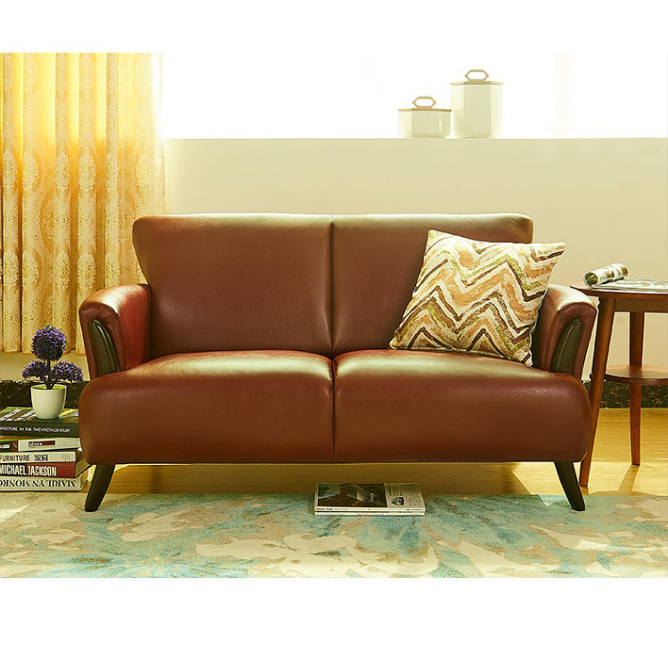 Sleek Solid Wood Sofa with Faux Leather & Cotton Fabric - Available in Black, Brown, Beige, Natural, Red, Green, Light Blue hxcyj-1330