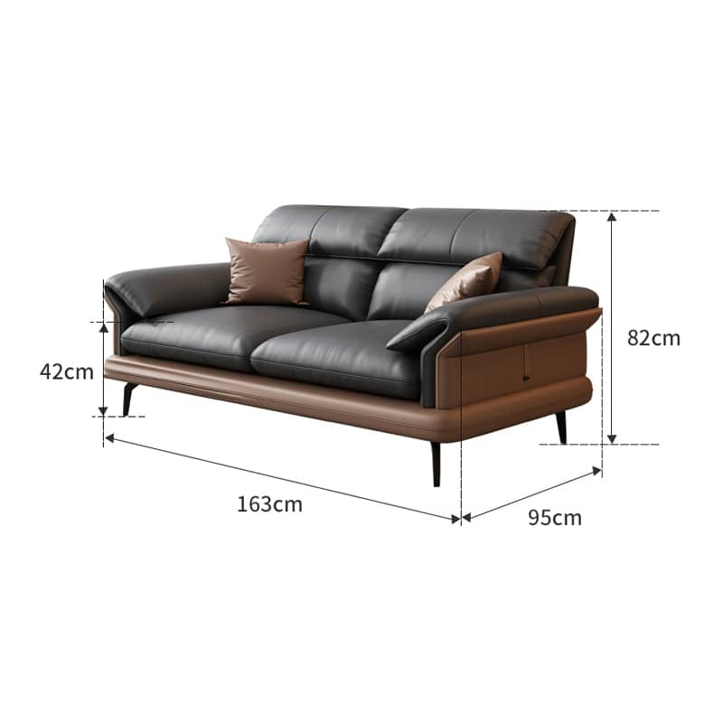 Modern Leather Sofa with Sturdy Pine Wood Frame & Down Filling Cushions - Luxurious Loveseat, Armchair Design hzh-1351