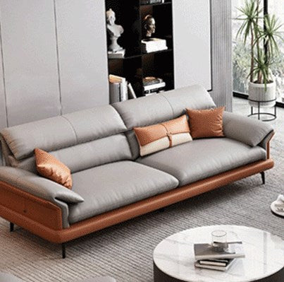 Modern Leather Sofa with Sturdy Pine Wood Frame & Down Filling Cushions - Luxurious Loveseat, Armchair Design hzh-1351