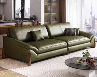 Luxurious Faux Leather Sofa with Sturdy Pine Wood Frame & Goose Down Filling Cushion for Living Room hzh-1368