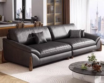 Luxurious Faux Leather Sofa with Sturdy Pine Wood Frame & Goose Down Filling Cushion for Living Room hzh-1368