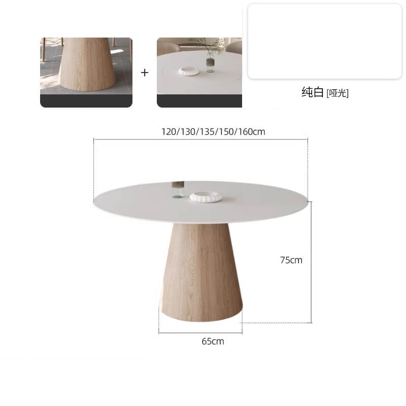 Elegant Natural Wood & Sintered Stone Table - Modern White & Gray Finish with Ash Wood Layers fsm-315