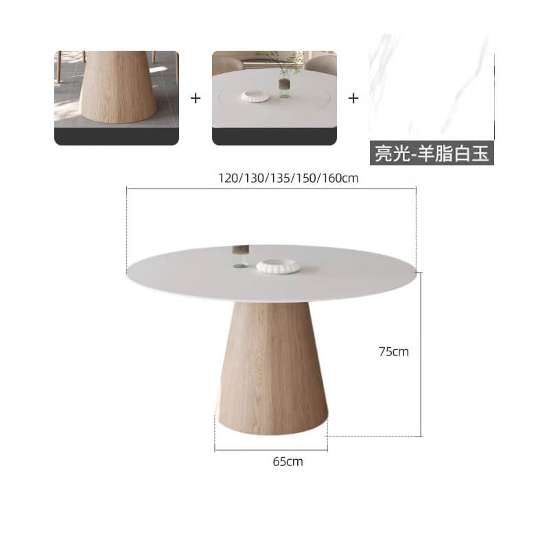 Elegant Natural Wood & Sintered Stone Table - Modern White & Gray Finish with Ash Wood Layers fsm-315