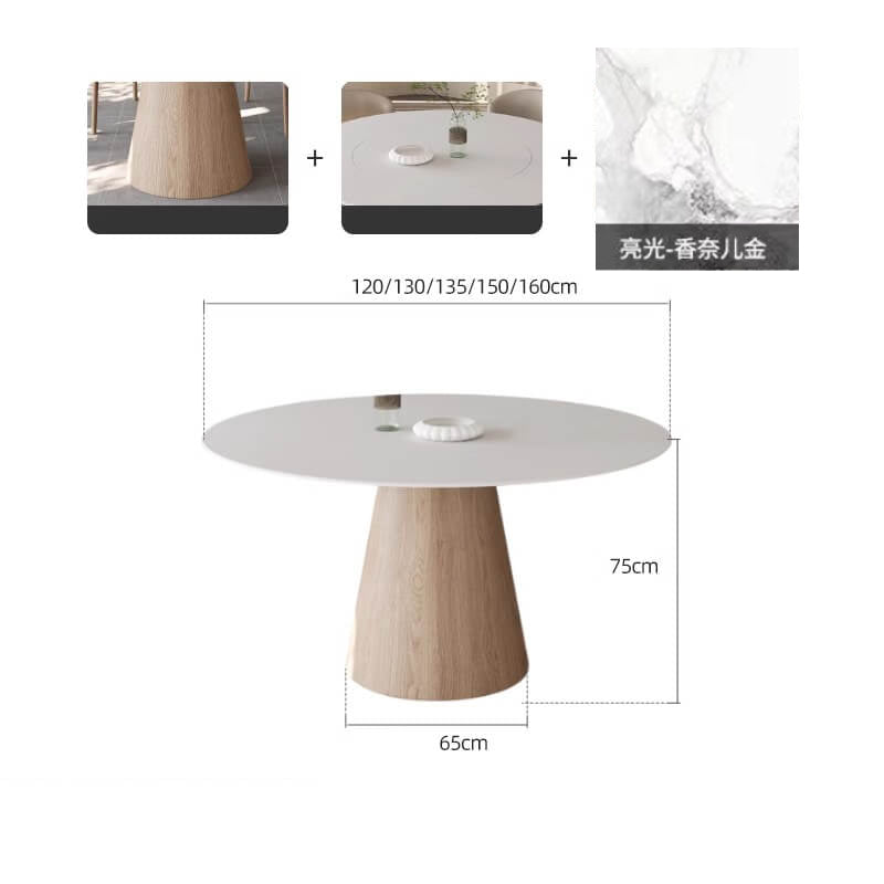 Elegant Natural Wood & Sintered Stone Table - Modern White & Gray Finish with Ash Wood Layers fsm-315