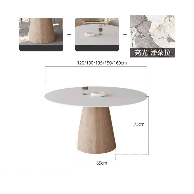 Elegant Natural Wood & Sintered Stone Table - Modern White & Gray Finish with Ash Wood Layers fsm-315