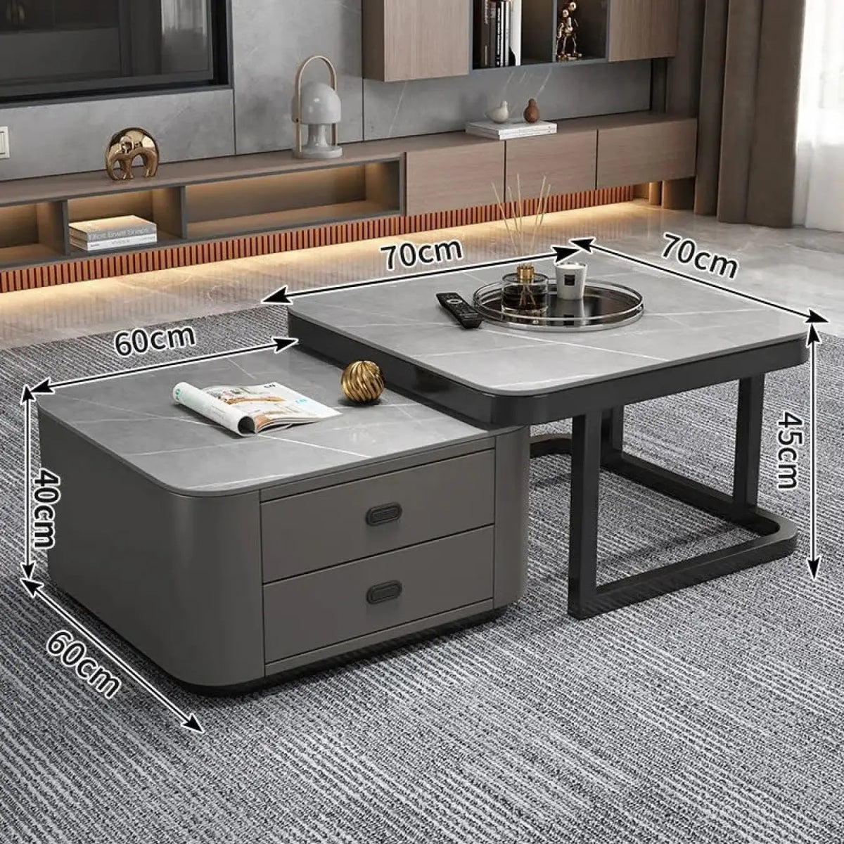 Modern 2-Pieces Square Coffee Table – Perfect for Your LIvingroom frg-500