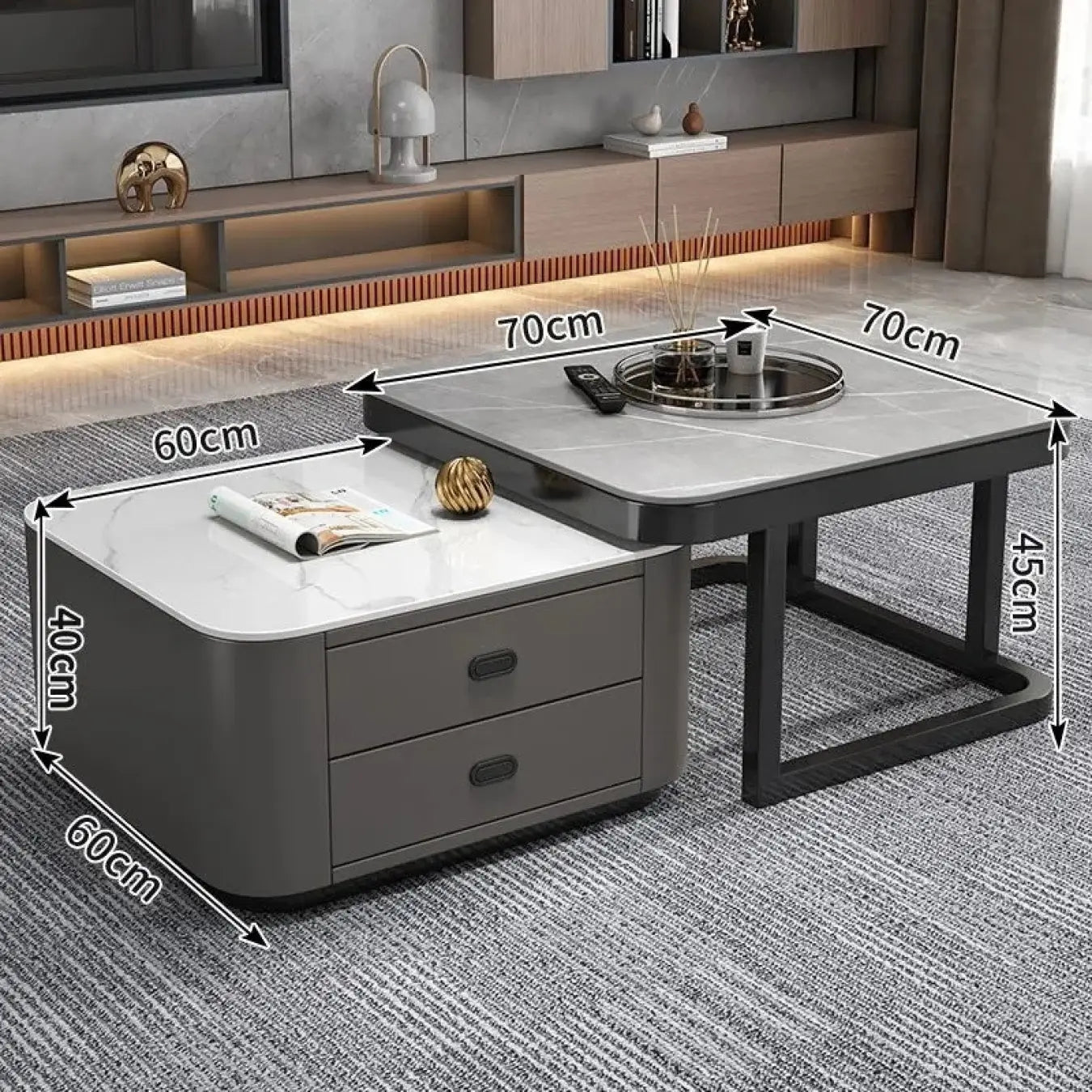 Modern 2-Pieces Square Coffee Table – Perfect for Your LIvingroom frg-500