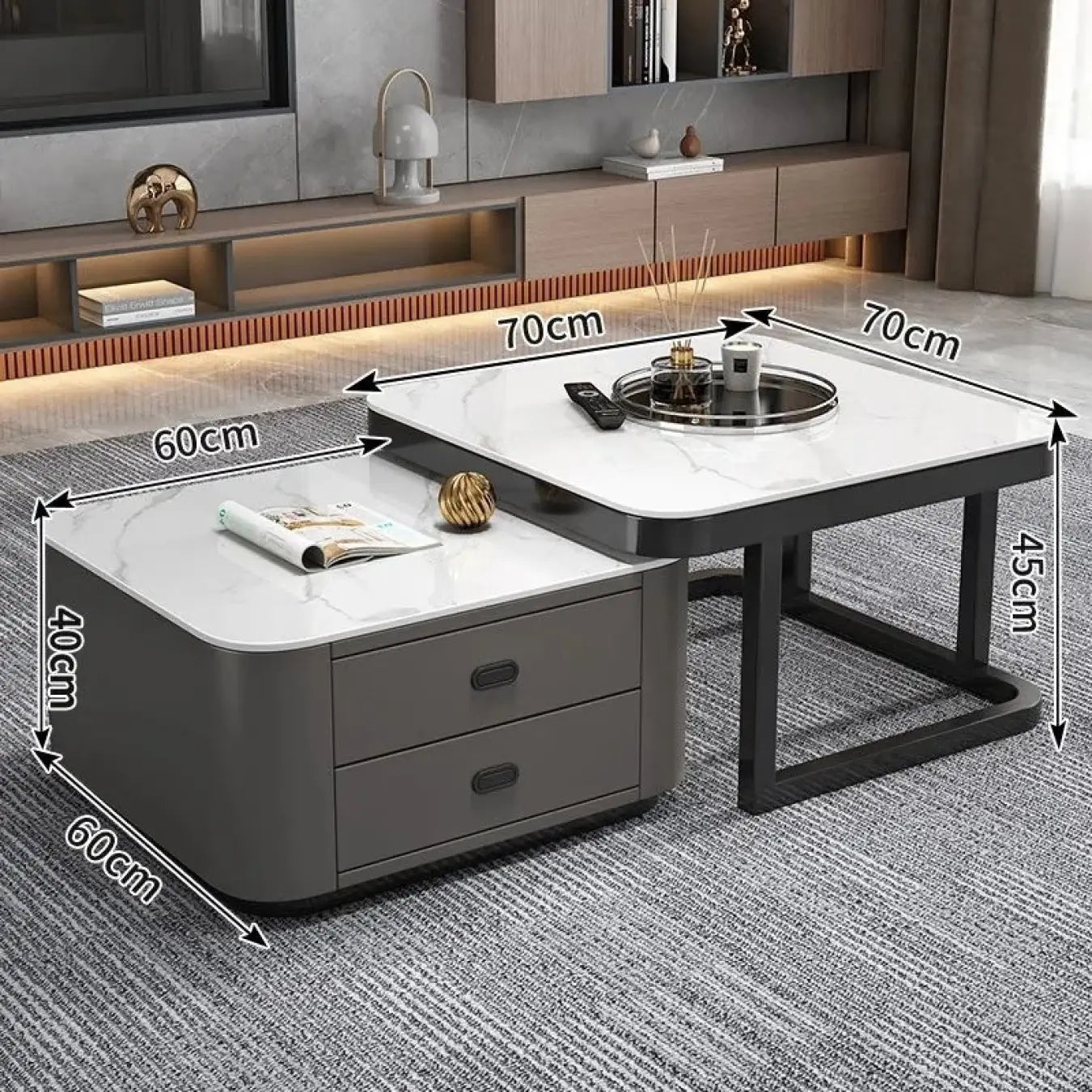 Modern 2-Pieces Square Coffee Table – Perfect for Your LIvingroom frg-500