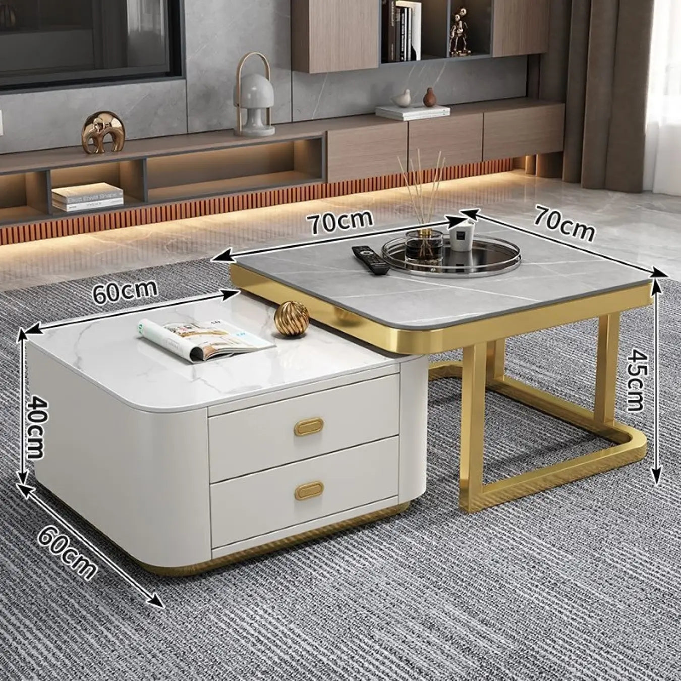 Modern 2-Pieces Square Coffee Table – Perfect for Your LIvingroom frg-500