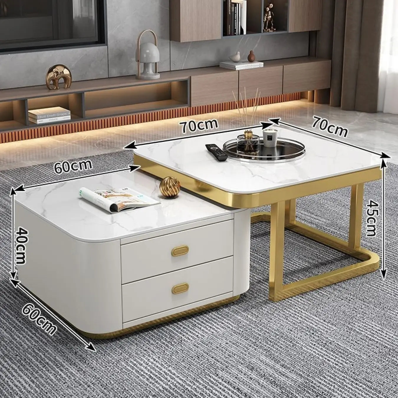 Modern 2-Pieces Square Coffee Table – Perfect for Your LIvingroom frg-500