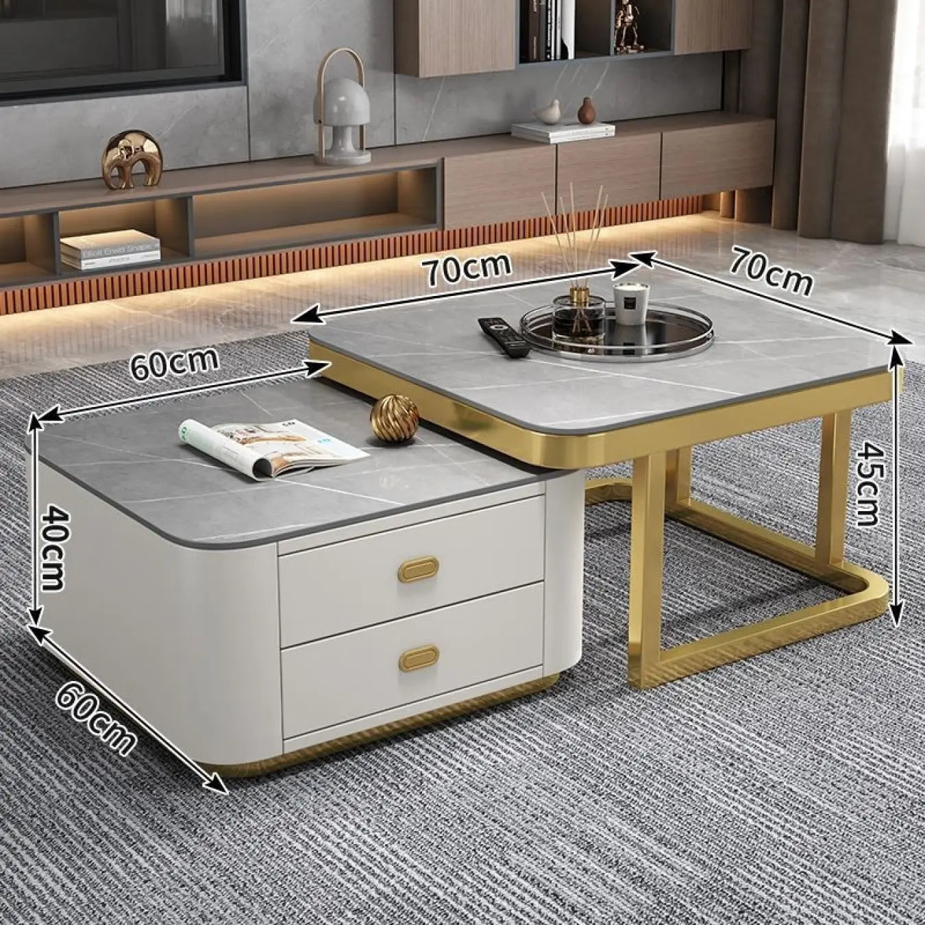 Modern 2-Pieces Square Coffee Table – Perfect for Your LIvingroom frg-500