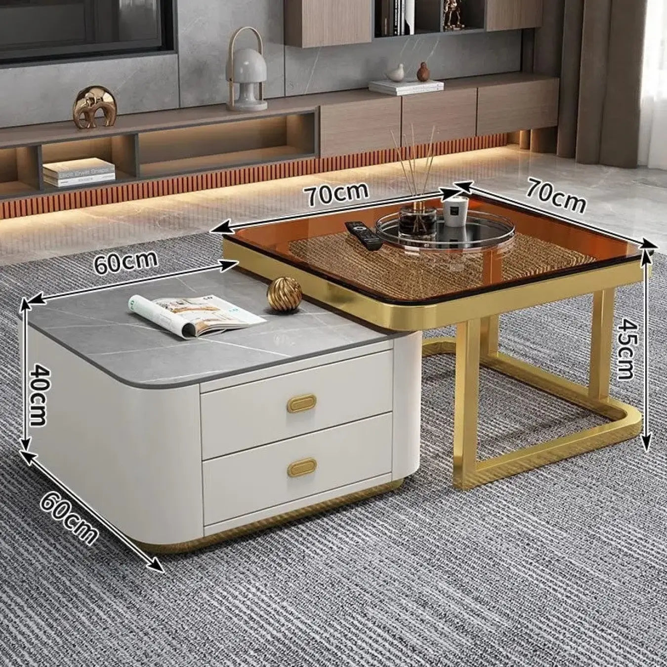 Modern 2-Pieces Square Coffee Table – Perfect for Your LIvingroom frg-500