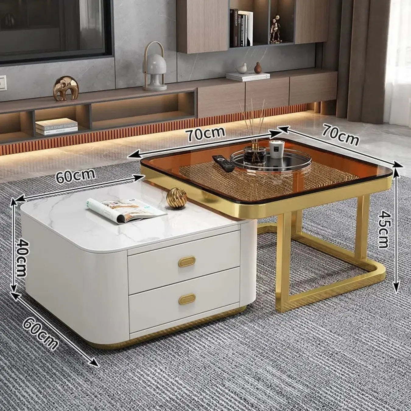 Modern 2-Pieces Square Coffee Table – Perfect for Your LIvingroom frg-500