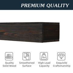 48" Rustic Wood Floating Fireplace Mantel Shelf – Wall-Mounted
