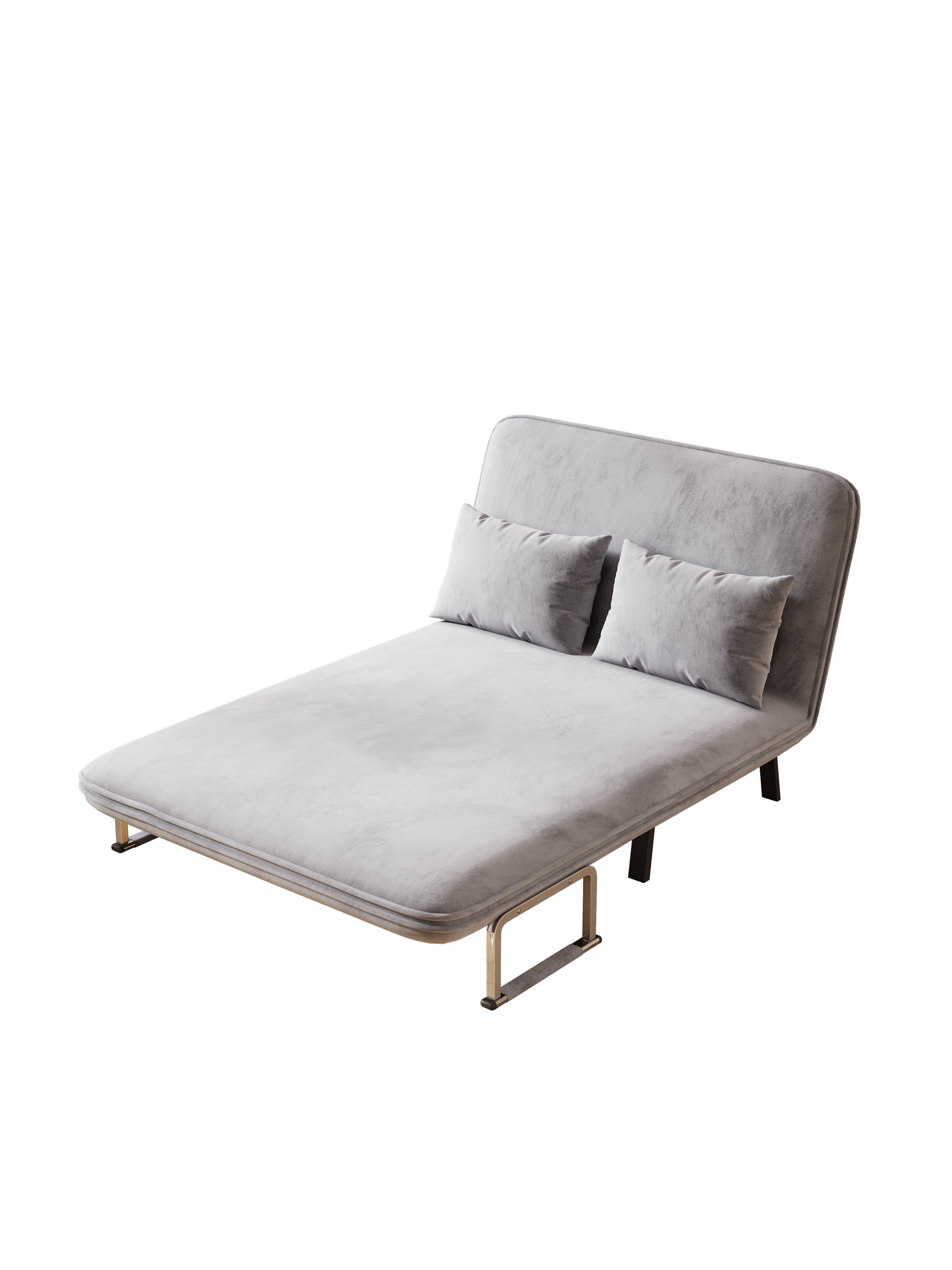 39″ Convertible Chair Bed, Tri-Fold Sofa Bed with Adjustable Backrest & Pillow, Leisure Chaise Lounge Couch with Sturdy Steel Frame for Home & Office, Comfortable Sleeper Chair Light grey Dutch velvet