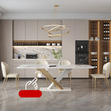Luxurious Marble Dining Table - Durable Rectangular Design with Steel Pedestal jh-067