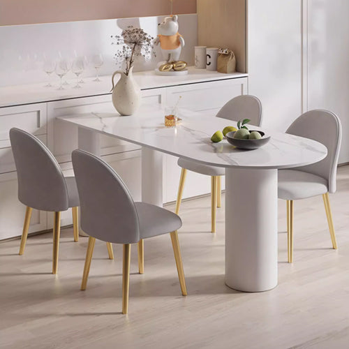 Luxurious Dining Table in White Oval Marble Top & 3 Metal Legs - Perfect for Your Dining Room msf-771