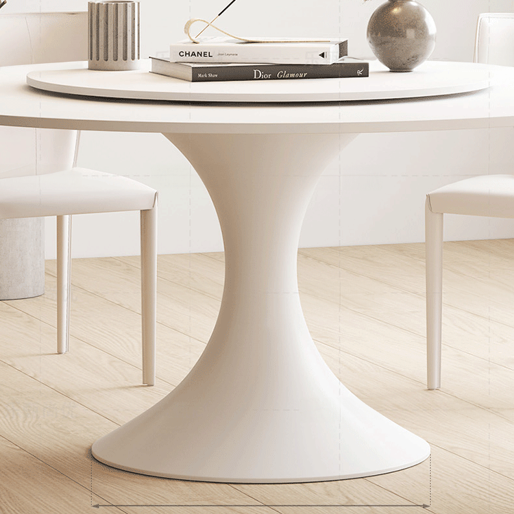 Minimalistic Marble Dining Table Round with Pedestal for Diningroom qc-wy-905