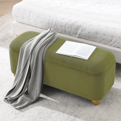 Flannelette Fabric Storage Ottoman bench, cushioned bed end Ottoman bench with storage and seat, suitable for bedrooms, living rooms, and entrance passages-GREEN(41.73"*15.55"*17.71")