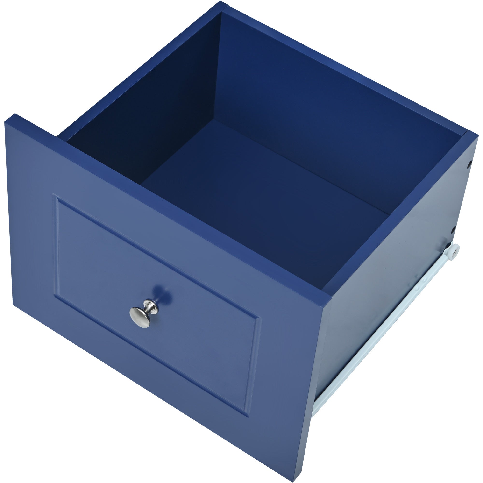 52.7" Rolling Mobile Kitchen Island with Drop Leaf - Solid Wood Top, Locking Wheels & Storage Cabinet, Dark blue