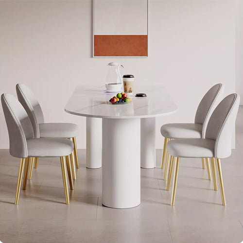 Luxurious Dining Table in White Oval Marble Top & 3 Metal Legs - Perfect for Your Dining Room msf-771