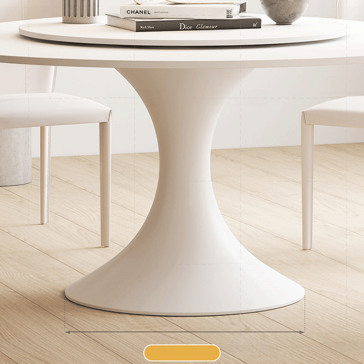 Minimalistic Marble Dining Table Round with Pedestal for Diningroom qc-wy-905