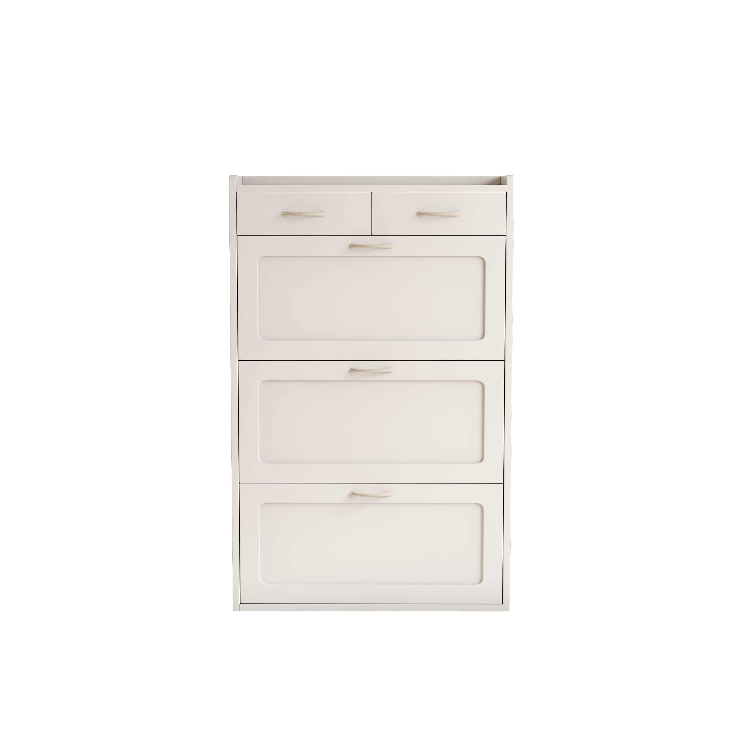 31.5" White Solid Wood Shoe Cabinet with Three Layers of Flip Bucket for Storage