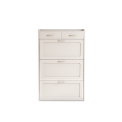 31.5" White Solid Wood Shoe Cabinet with Three Layers of Flip Bucket for Storage