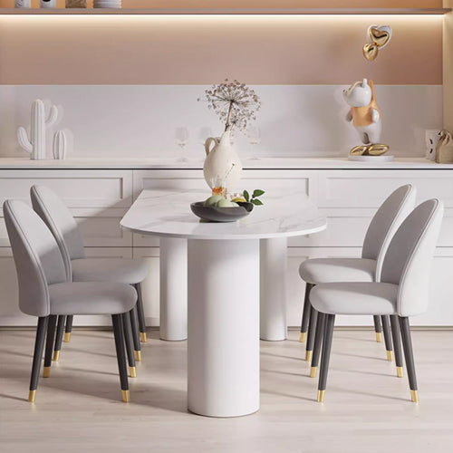 Luxurious Dining Table in White Oval Marble Top & 3 Metal Legs - Perfect for Your Dining Room msf-771