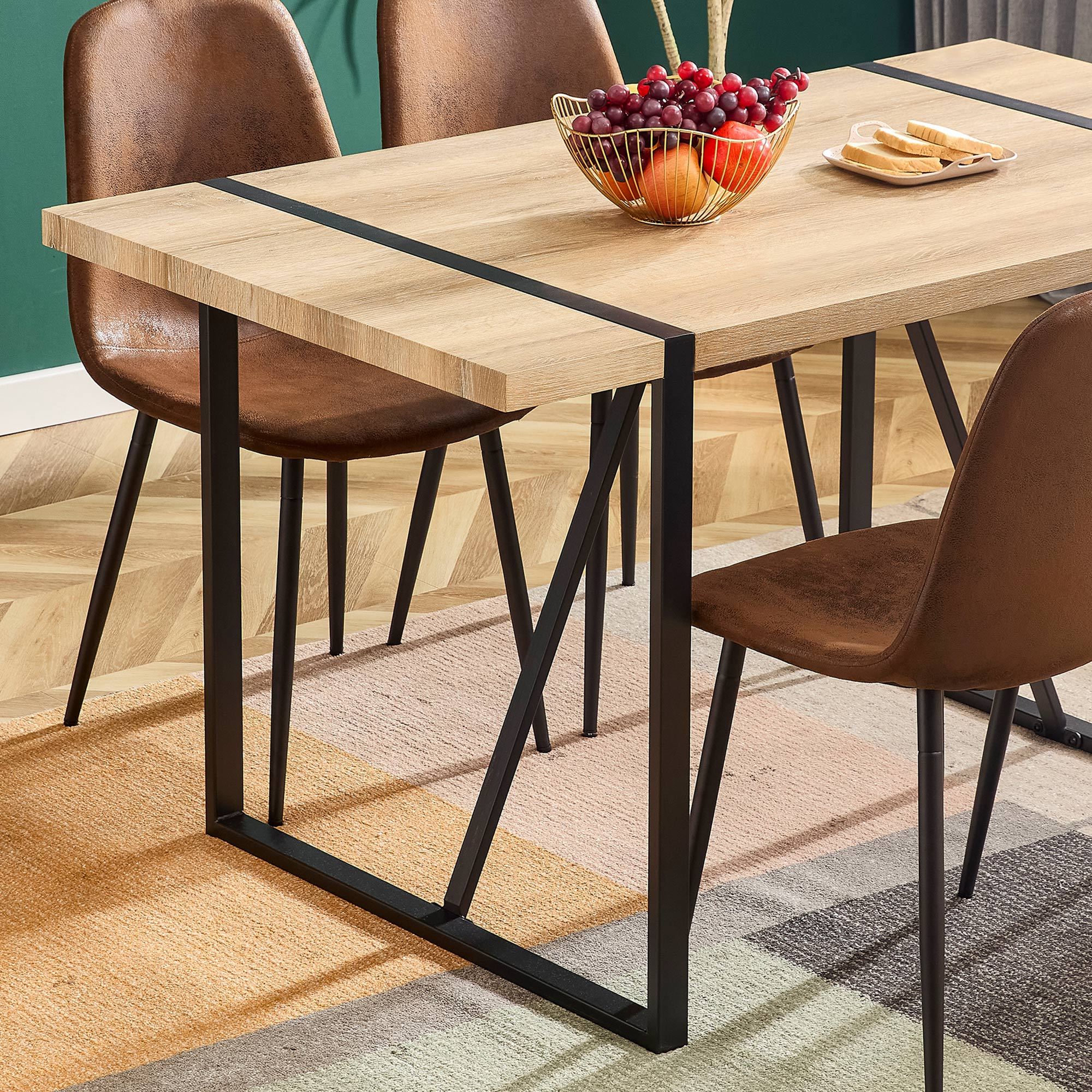 Rustic Industrial Rectangular Dining Table for 4-6 People - Perfect for Dining Rooms