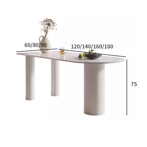 Luxurious Dining Table in White Oval Marble Top & 3 Metal Legs - Perfect for Your Dining Room msf-771