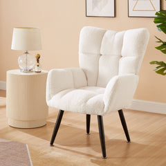 Modern Single Sofa Armchair with High Backrest Comfy Reading Chair for Small Spaces/Living Room/Bedroom/Apartment (COLOR:WHITE)