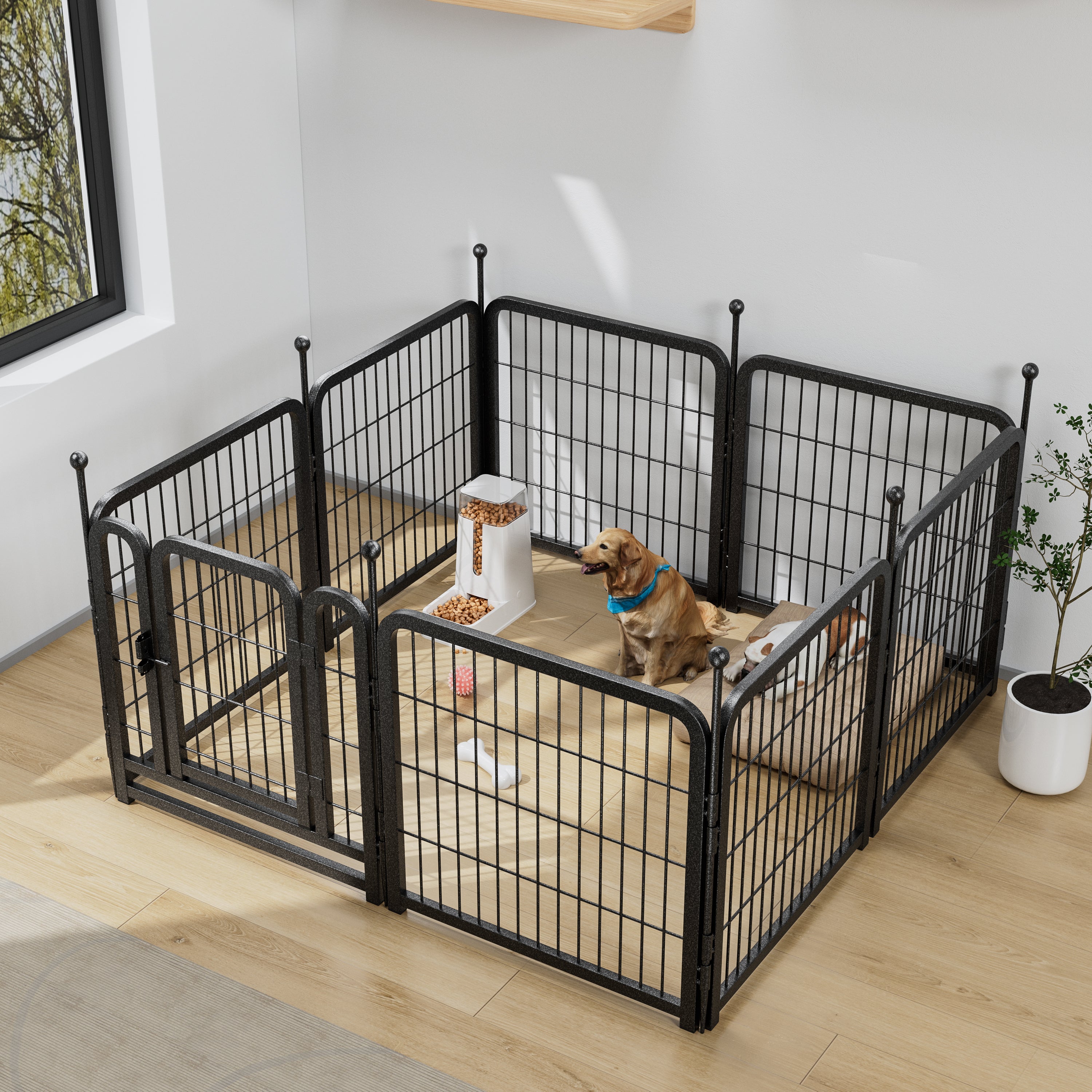 Heavy-Duty 24" Dog Playpen, Foldable 8-Panel Pet Exercise Fence for Indoor & Outdoor patio furniture