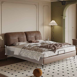Luxurious Cal King Leather Bed Frame with Storage - Functional Queen Size Design with Upholstered Headboard hmzsh-1543