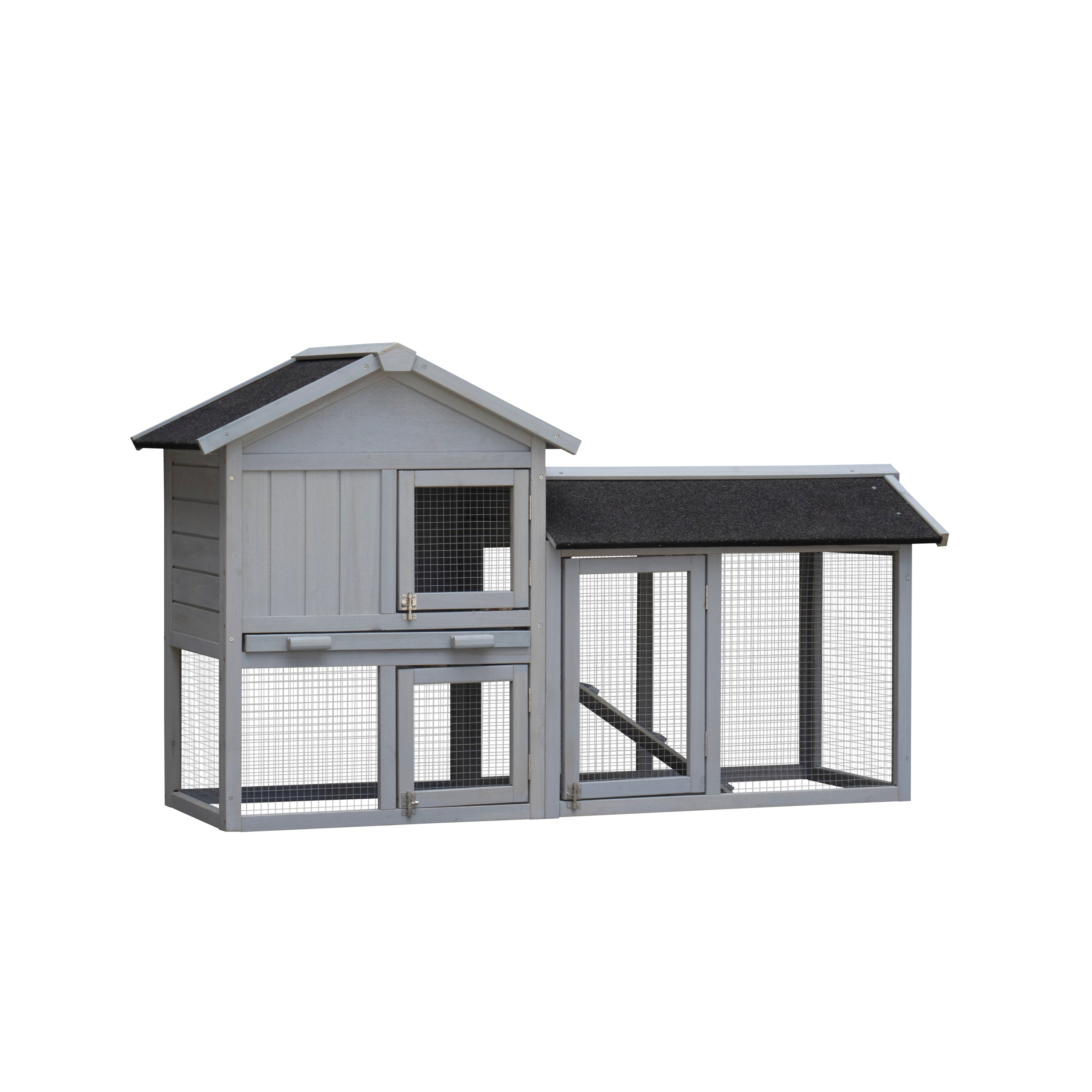 Extensible Outdoor Rabbit Hutch & Chicken Coop with Large Run, No-Leak Tray