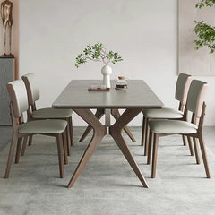 Minimalistic Rectangular Dining Table with Marble Top & Ash Wood Frame for 6-10 Seaters jh-271-BN