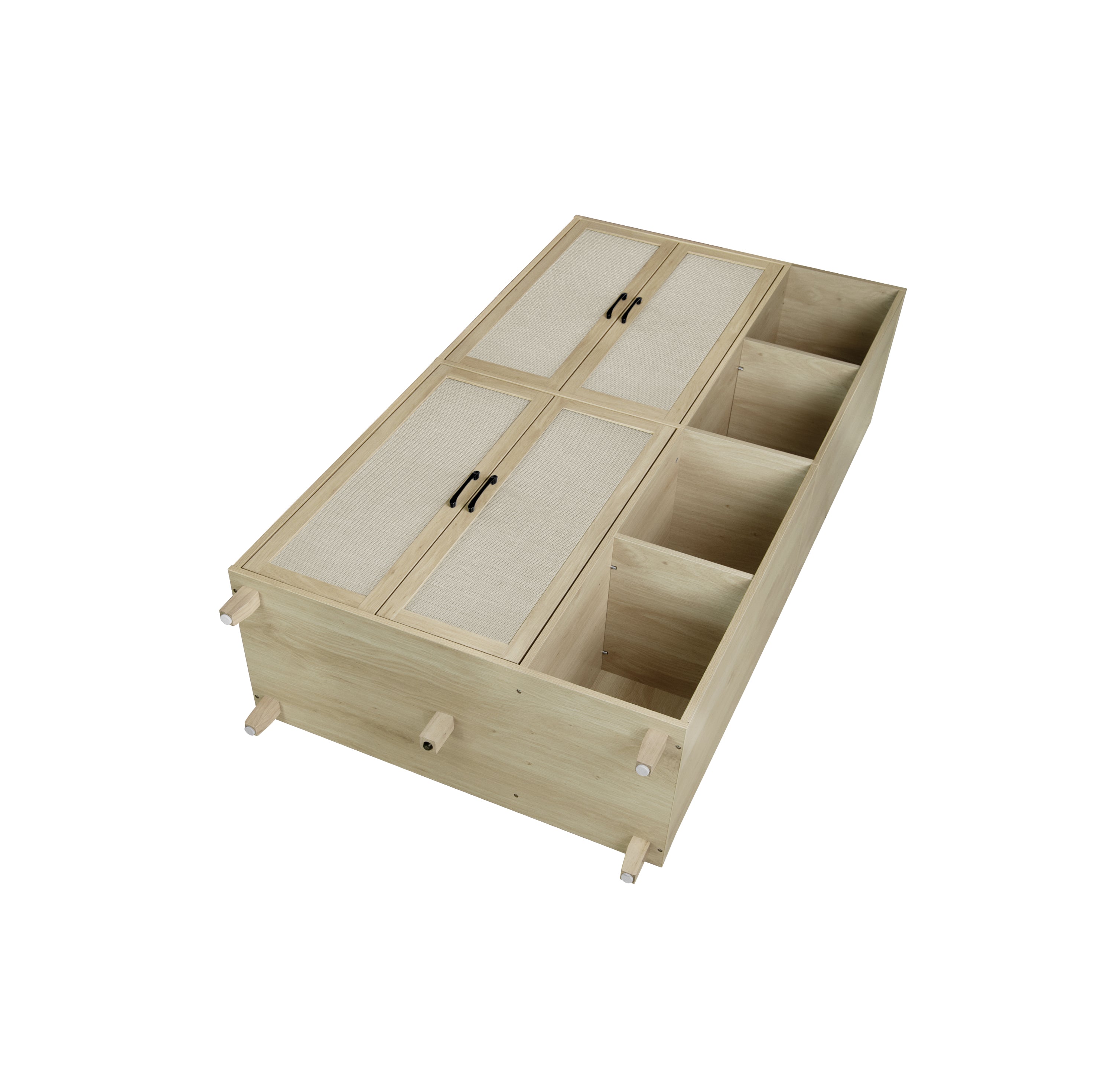 4 Door Cabinet with 4 Shelves with 4 Adjustable Inner Shelves, Storage Cabinet