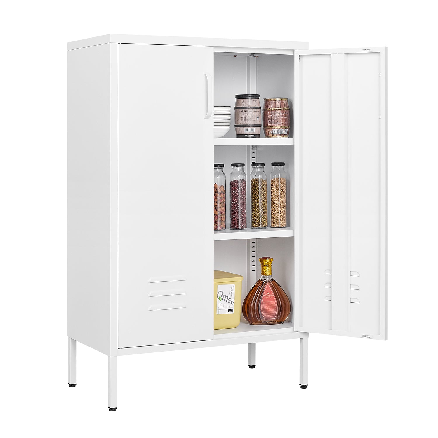 Suitable for steel storage cabinets in living rooms, kitchens, and bedrooms, 2 door miscellaneous storage cabinet, garage tool storage cabinet, and office file cabinet 2 movable partitions