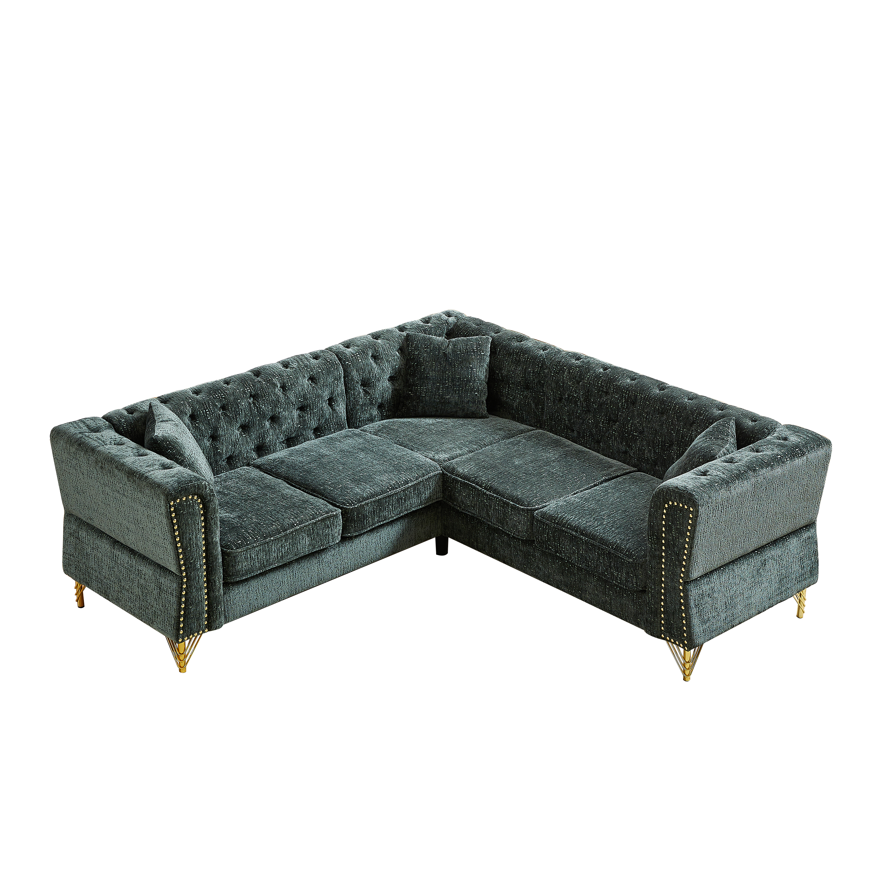 81.5-Inch Chenille Corner Sofa , L-Shaped Sectional Couch, 5-Seater Corner Sofas with 3 Cushions for Living Room, Bedroom, Apartment, Office