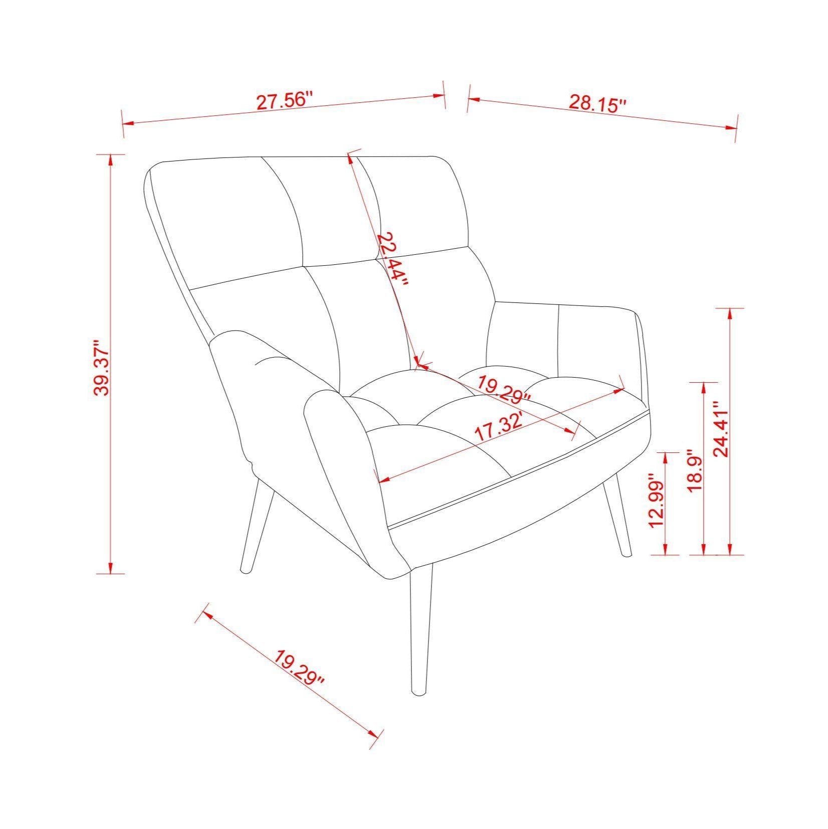 Modern Single Sofa Armchair with High Backrest Comfy Reading Chair for Small Spaces/Living Room/Bedroom/Apartment (COLOR:WHITE)